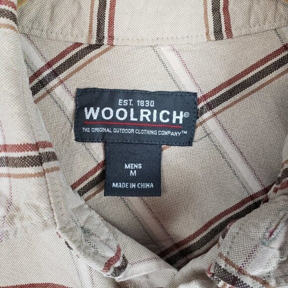 Woolrich Button Up Shirt British Tan Plaid Long Sleeve 3067 Mens Size Medium - Picture 4 of 7